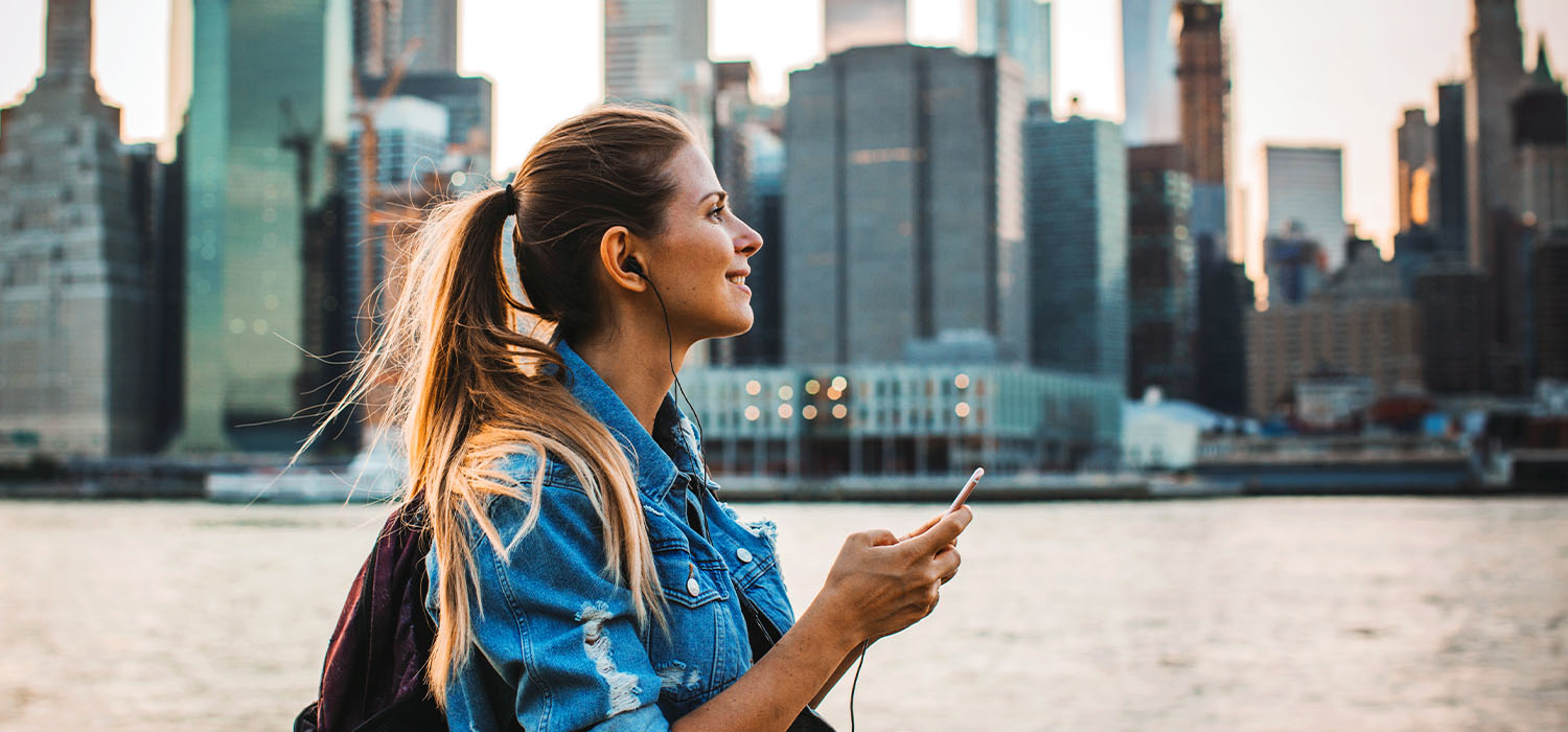 Young woman walking in New York