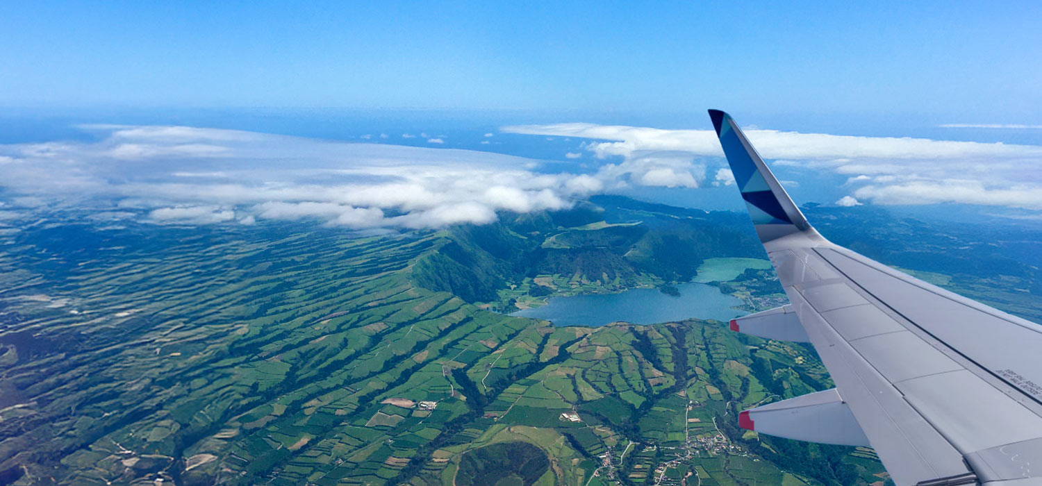 Sao Miguel view from a airplane window.