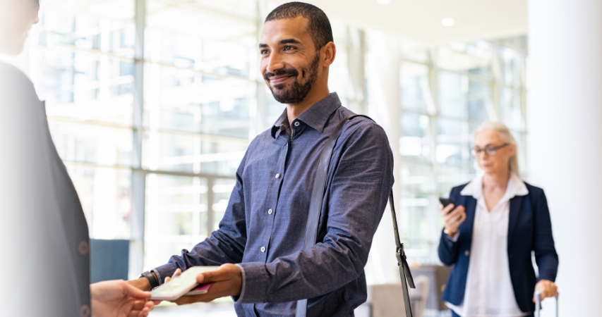 Passenger checking in at the airport